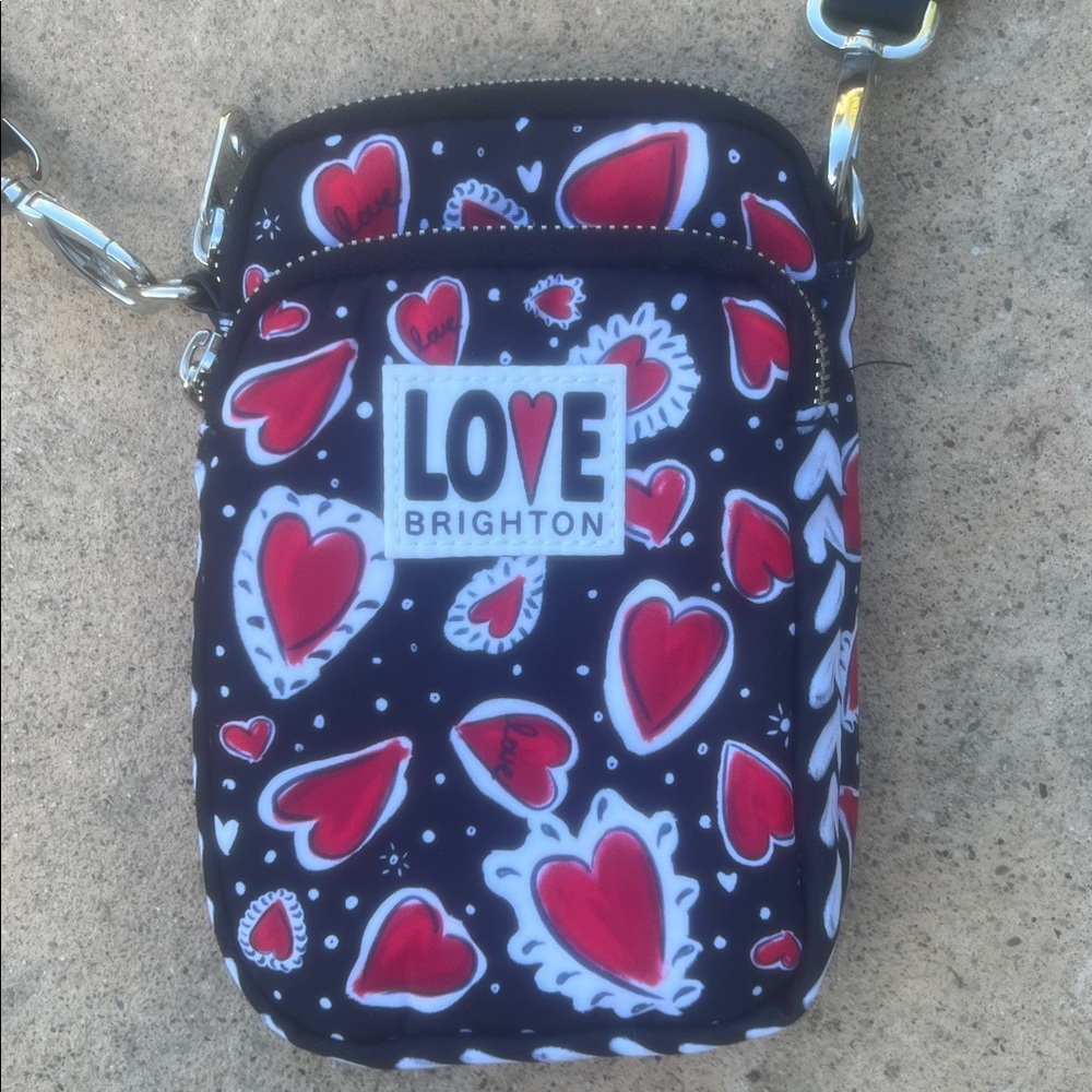 Brighton Love 'Hearts & Flutter Crossbody Black/Red Bag - Picture 4 of 8